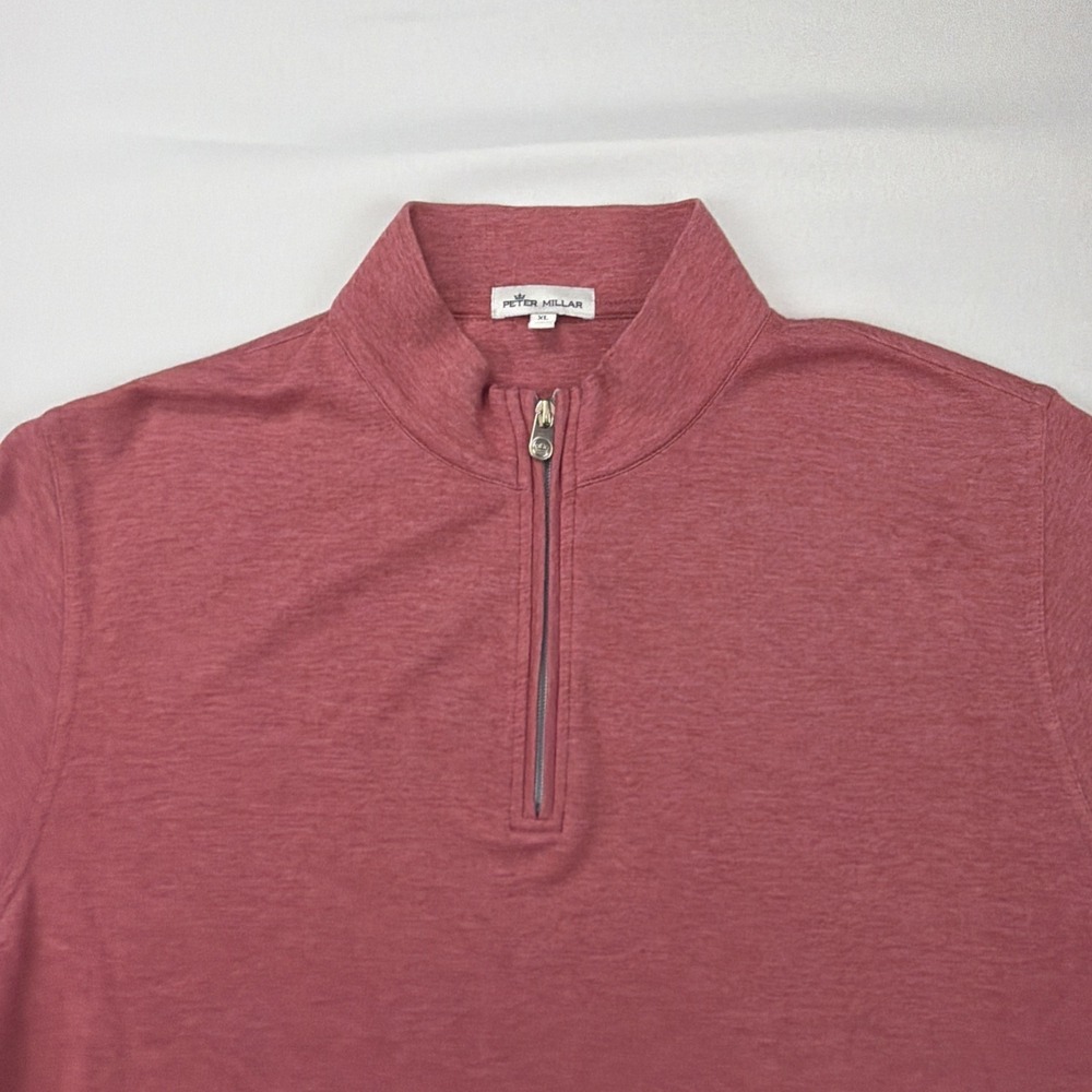 Peter Millar Men's Crown Comfort Interlock 1/4 Zip Pink/Red Pullover Size XL - Picture 2 of 12